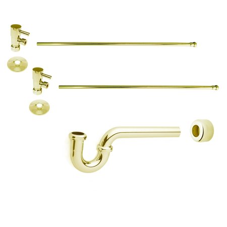 WESTBRASS P-Trap 1/4-Turn Lavatory Kit W/ Valves & Risers PB D1838QRL-01